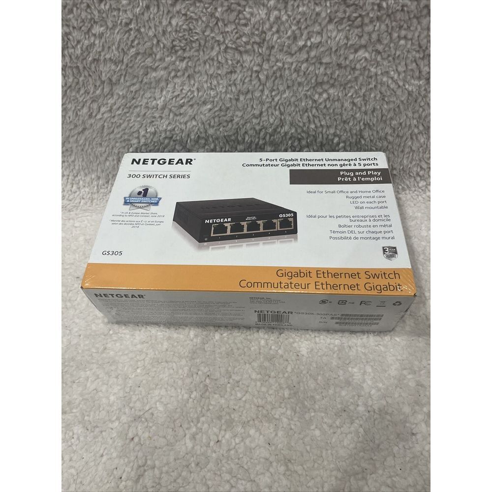 NETGEAR 5-Port Gigabit Ethernet Unmanaged Switch (GS305) - New/ Sealed